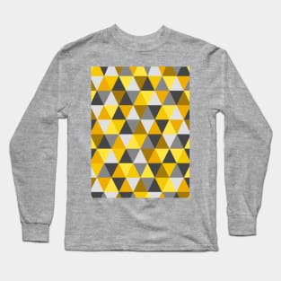 Grey and Mustard Geometric Long Sleeve T-Shirt